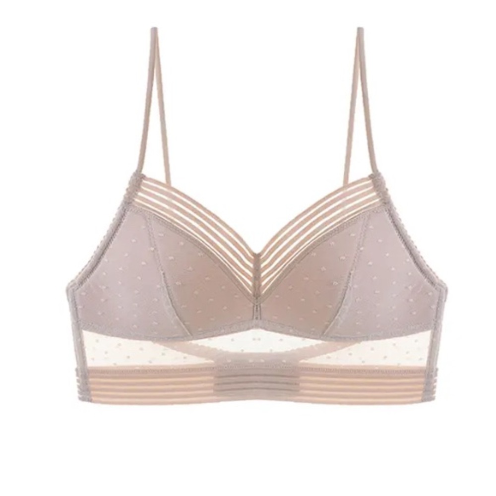Bra Thin Triangular Woman Soft Seamless Backless Back Sexy Bralette Dot Mesh L